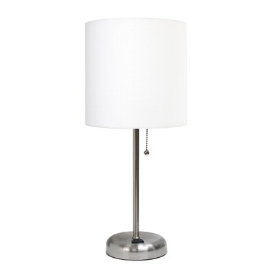 Simple Designs 19.50 LED Table Lamp with Charging Outlet, White (LT2024-WHT)