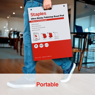 Staples Ultra Sticky Tabletop Easel Pad, 20" x 23", 20 Sheets/Pad (ST62836)