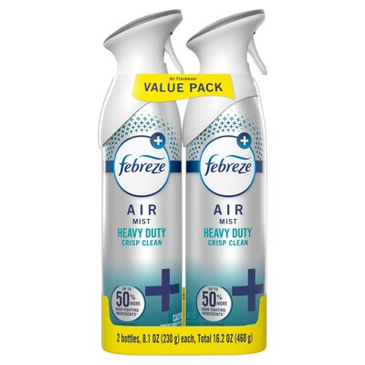 Febreze Air Mist Air Freshener Spray, Heavy Duty Crisp Clean Scent, 8.1 oz., 2/Pack (4290/78060)