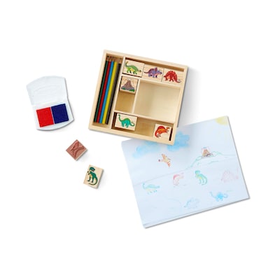 Melissa & Doug Dinosaurs Wooden Stamp Set, Assorted Colors, 6 Packs/Bundle (51174-CASE)