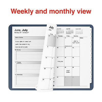 2025-2026 Staples 5" x 8" Academic Weekly & Monthly Planner, Navy (ST60362-25)