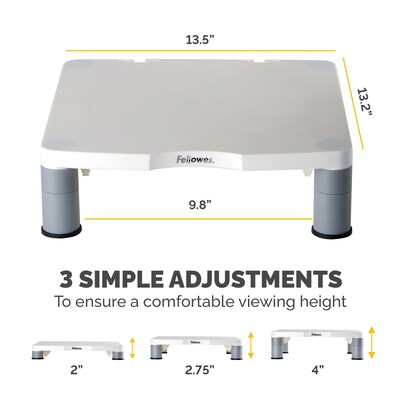 Fellowes Standard Adjustable Monitor Riser, Up to 32", Platinum (91712)