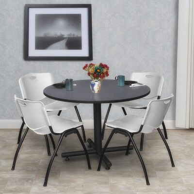 Regency 48-inch Round Gray Table with M Stacker Chairs, Gray (TKB48RNDGY47GY)