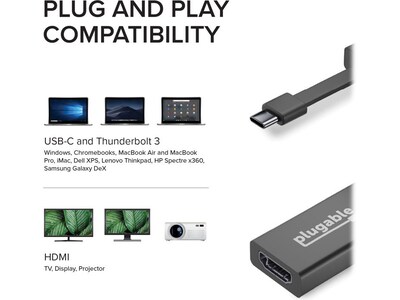 Plugable USB-C to HDMI Adapter, Black (USBC-THDMI)