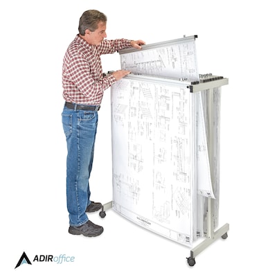 AdirOffice Blueprint Metal Mobile File Cart with Lockable Wheels, Sand Beige (ADIRCN075)