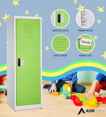 AdirOffice 48"H Single Tier Green Storage Locker (ADI629-01-GRN-DL)