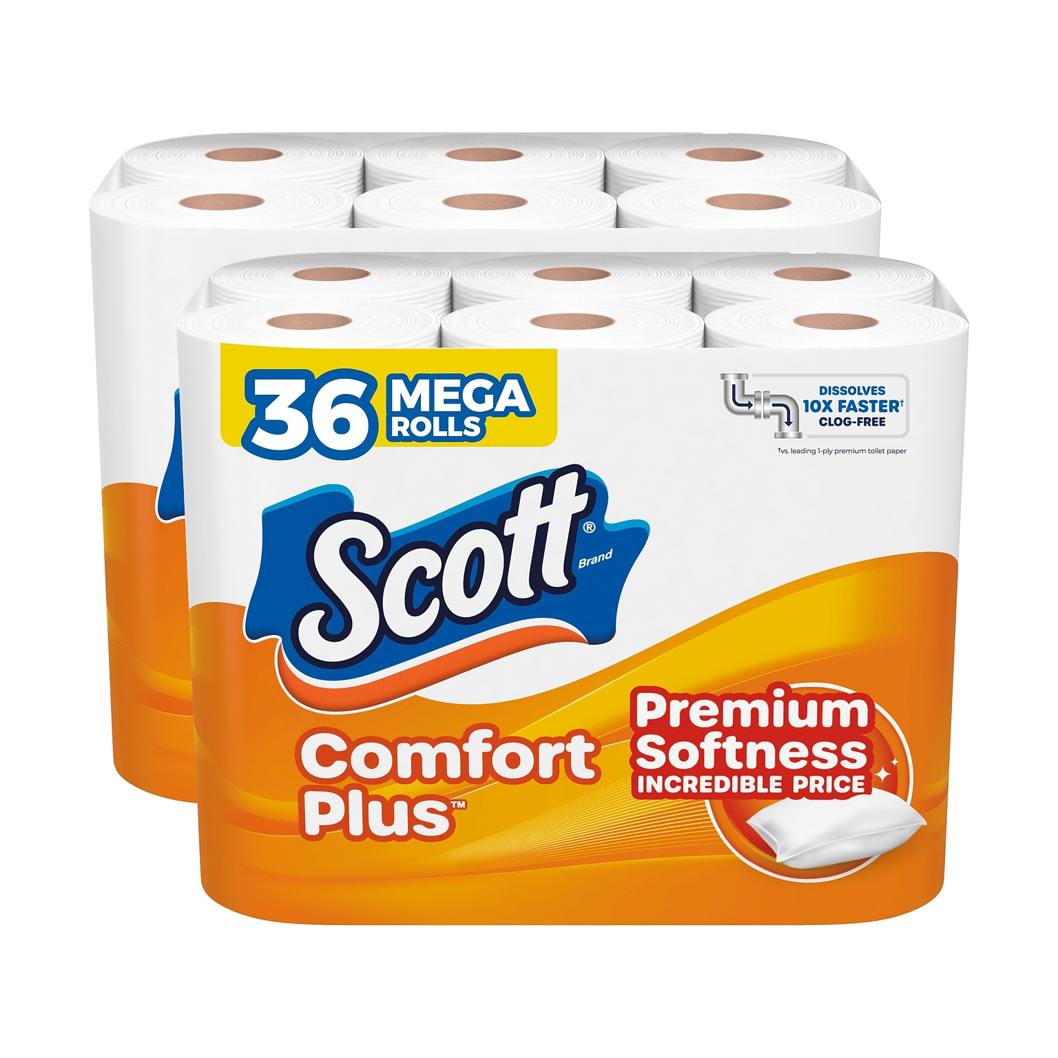 Scott Comfort Plus Toilet Paper, 1-Ply, White, 310 Sheets/Roll, 36 Rolls/Case (57102)