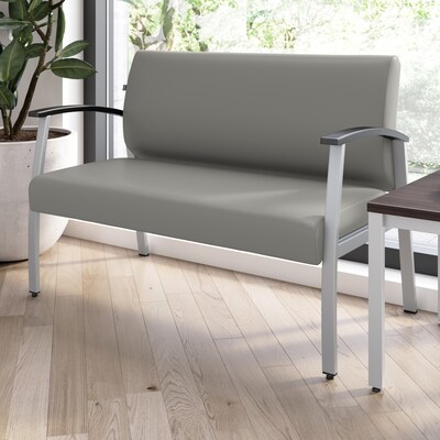 Bush Business Furniture Arrive Vinyl Waiting Room Loveseat, Light Gray (CH3903GVL-03)