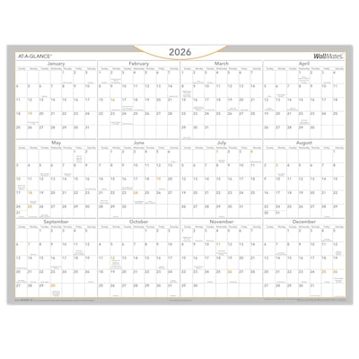 2026 AT-A-GLANCE WallMates 24 x 18 Yearly Dry-Erase Wall Calendar, White/Gray (AW5060-28-26)