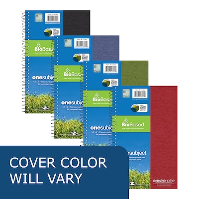 Roaring Spring Paper Products BioBased 1-Subject Notebooks, 6 x 9.5, College Ruled, 70 Sheets, Color Chosen at Random (13360)