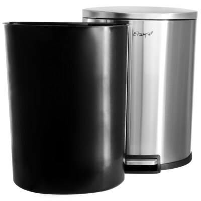 Elama Stainless Steel Indoor Step Trash Can, 13 Gallon, Silver (938121375M)