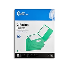 Quill Brand® 2-Pocket Folders, Green, 25/Box (712560)