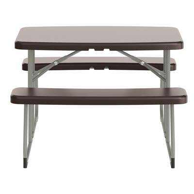 Flash Furniture Paige 37.5" x 32.625" Picnic Folding Table, Brown (RBEBB2432FD2BR)