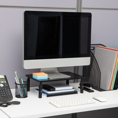 Mind Reader Adjustable Monitor Stand and Ventilated Laptop Riser, Black (4LEGMET-BLK)