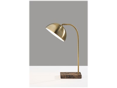 Adesso Paxton Incandescent Desk Lamp, 18, Antique Brass/Brown Marble (3478-21)
