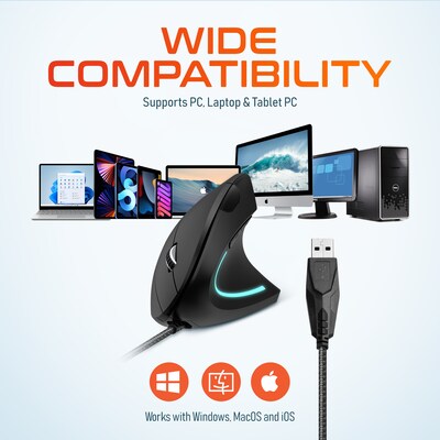 Delton Ergonomic 12 Ergonomic Vertical Optical USB Gaming Mouse, Black (DMERG12-U)