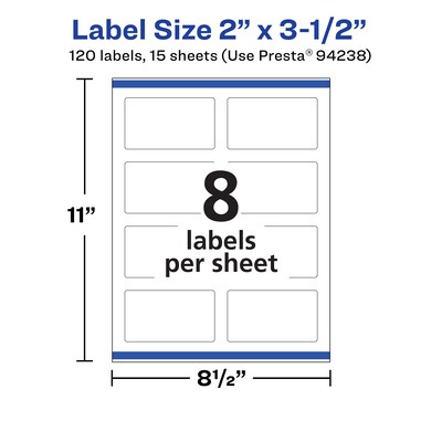 Avery Laser/Inkjet Rectangle Multipurpose Labels, Matte White, 120 Labels/Pack (94238)