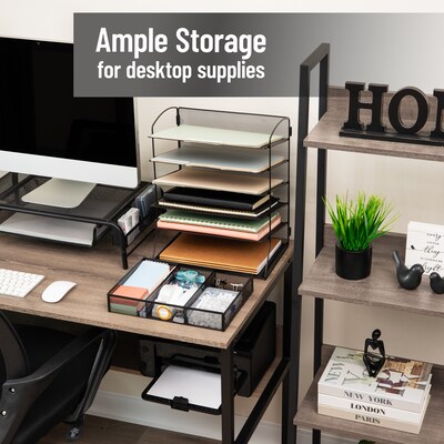 Mind Reader Metal Desk Organizer, Black (VFILEDR-BLK)