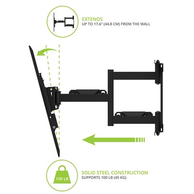 Kanto Full Motion Anti-Theft Security TV Mount for 37" - 65" TVs, Black (SDX600)