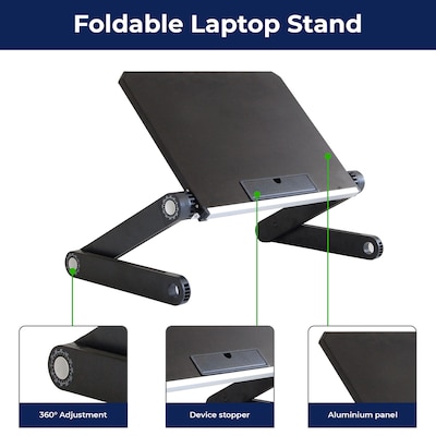 Uncaged Ergonomics WorkEZ Adjustable Aluminum Laptop Lap Desk Cooling Stand, Light Black (WELB)
