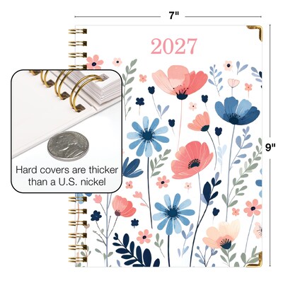 2027 Excello Brands 7.8" x 9" Weekly & Monthly Standard Planner, Paperboard Cover, Colorful Botanicals (FSHN-CY27-79-30)