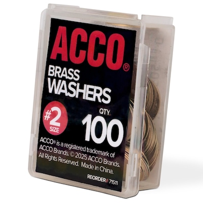 ACCO® Brass Washers, 15/32", Box of 100 (ACC71511)