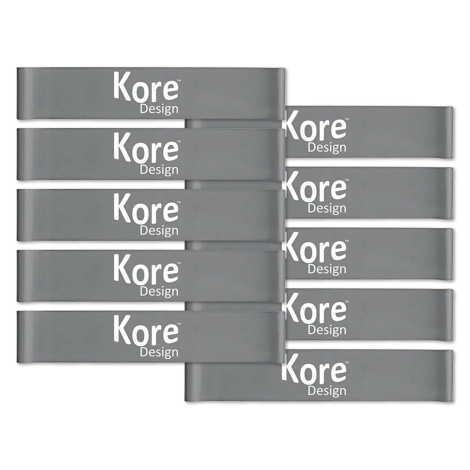 Kore Design Fidget Kick Bands, Silicone, 12 to 24, Grey, Pack of 10 (KD-KB0006)