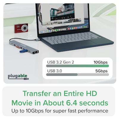 Plugable 9-Port USB-C Hub, Gray (USBC-9IN1E)