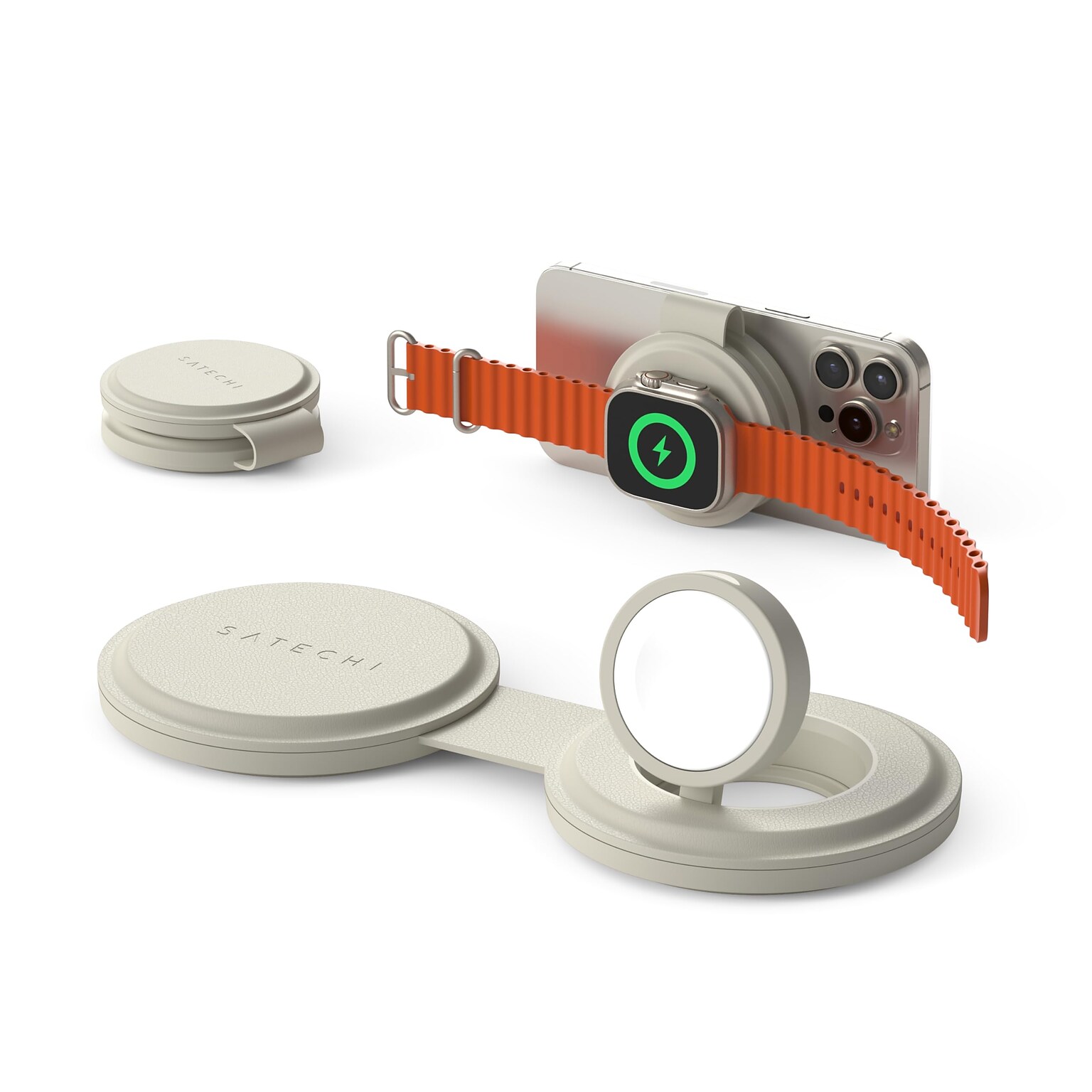 Satechi OntheGo 2-in-1 Wireless Charger, Sand (ST-QTG21W)