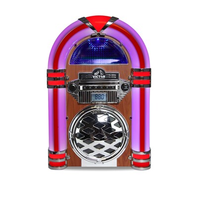 Victor Bluetooth CD Jukebox Speaker with FM Radio, Mahogany (VDTJ-1550-MH)