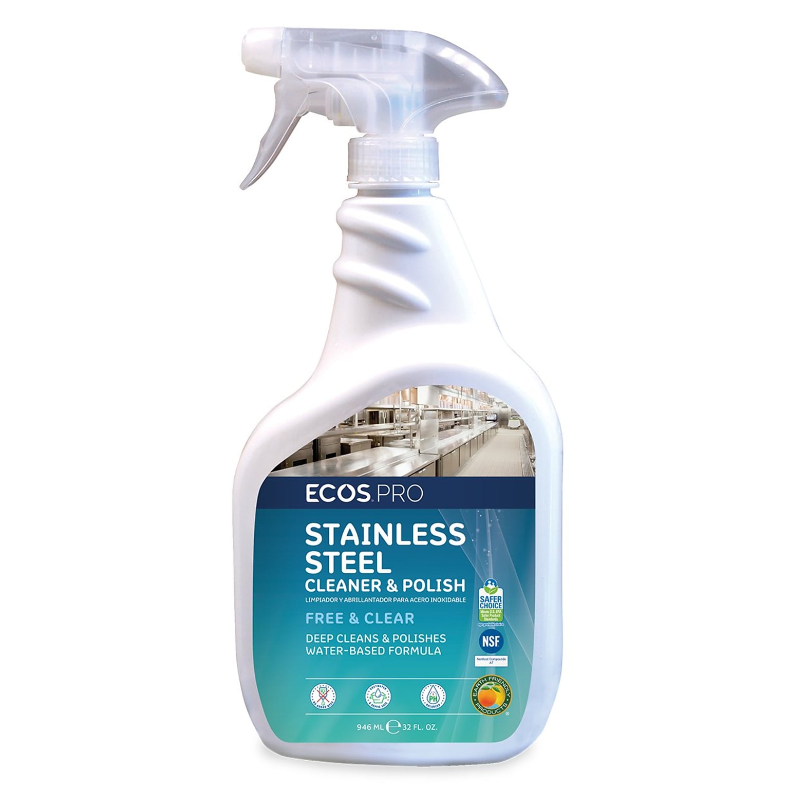 ECOS PRO Stainless Steel Cleaner and Polish, 32 Fl. Oz. (PL9330/6X)