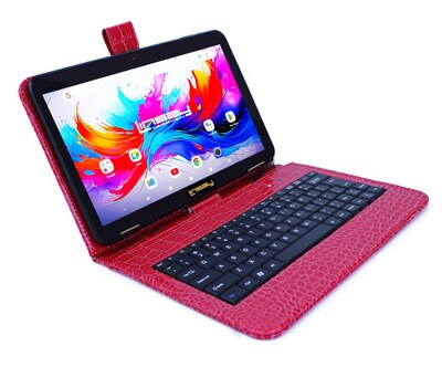 Linsay F10 Series 10.1" Tablet, Wi-Fi, Octa Core, 256GB eMMC, Android 15, with Red Crocodile Keyboard Case (F10IPGBKCOREDWPLUS)