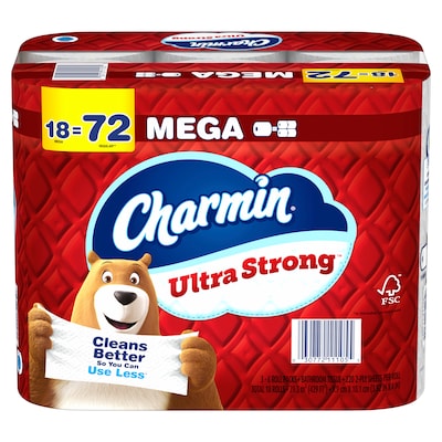 Charmin Ultra Strong Mega Toilet Paper, 2-ply, White, 220 Sheets/Roll, 18 Rolls/Case (01560/52084)