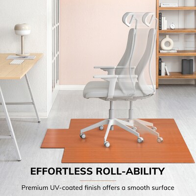 Anji Mountain Standard Bamboo Carpet & Hard Floor Chair Mat with Lip, 55" x 57", Walnut (AMB24054)