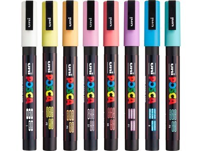 uni-ball Posca PC-3M Paint Markers, Bullet Tip, Assorted Colors, 8/Pack (PC3M8CSOFTCOLORS)