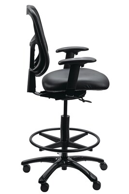 Tempur-Pedic Vinyl Drafting Stool with Backrest and Footrest with Lumbar Support, Black (TP8200-DBLKV)