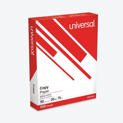 Universal 8.5" x 11" Copy Paper, 20 lbs., 92 Brightness, 500/Ream, 10 Reams/Carton (UNV21200)