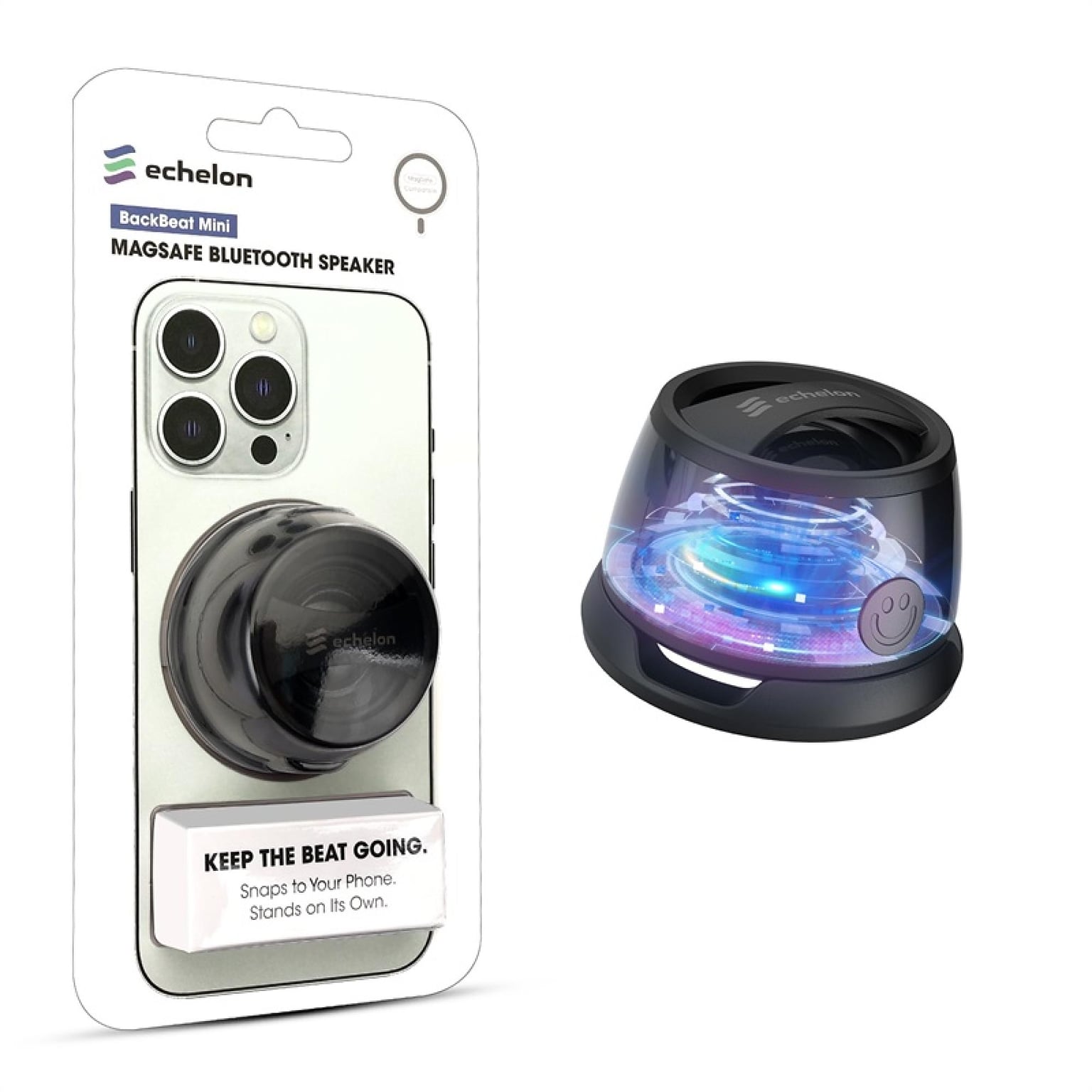 Portable Wireless Speaker Compact RGB Clip-On IPX5 Splash-Resistant Black