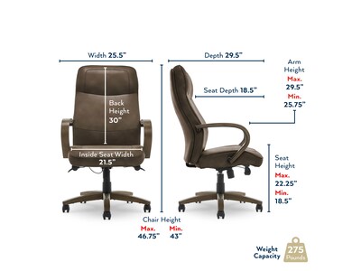 Thomasville Furniture Lockhart Ergonomic Bonded Leather Swivel Executive Chair, Brown (51494-BRN)