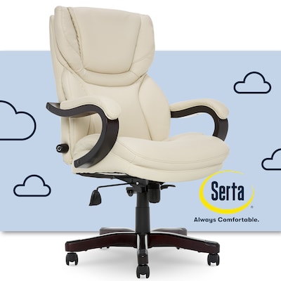 Serta Big and Tall Ergonomic Bonded Leather Swivel Executive Chair, Ivory (43506B)