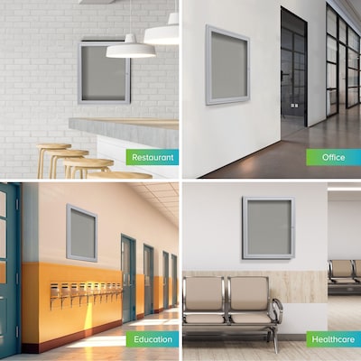 Ghent 1 Door Enclosed Vinyl Bulletin Board, Satin Aluminum Frame, 3'H x 2'W, Silver, (GHEPA13624VX193)