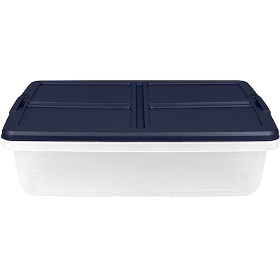 QRInnovations 6 Pack 46 qt Latch Box Plastic Totes Clear Storage Containers Bin Latching Lids