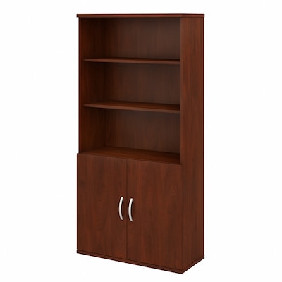 Bush Business Furniture Studio C 72.79H 5-Shelf Bookcase with Doors, Hansen Cherry Laminated Wood (