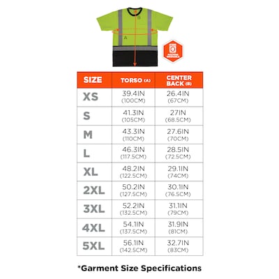 GloWear 8286BK High Visibility Short Sleeve Black Bottom T-Shirt, ANSI Type R Class 2, Lime, 2XL (22166)