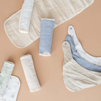 Crane Baby Cove Baby Burp Cloth Set, 3-Piece, Beach Life (BC-160BCS-1)