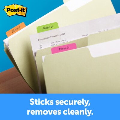 Post-it® Durable Tabs, 2" Wide., Solid, White, 50 Tabs/Pack (686F-50WH)