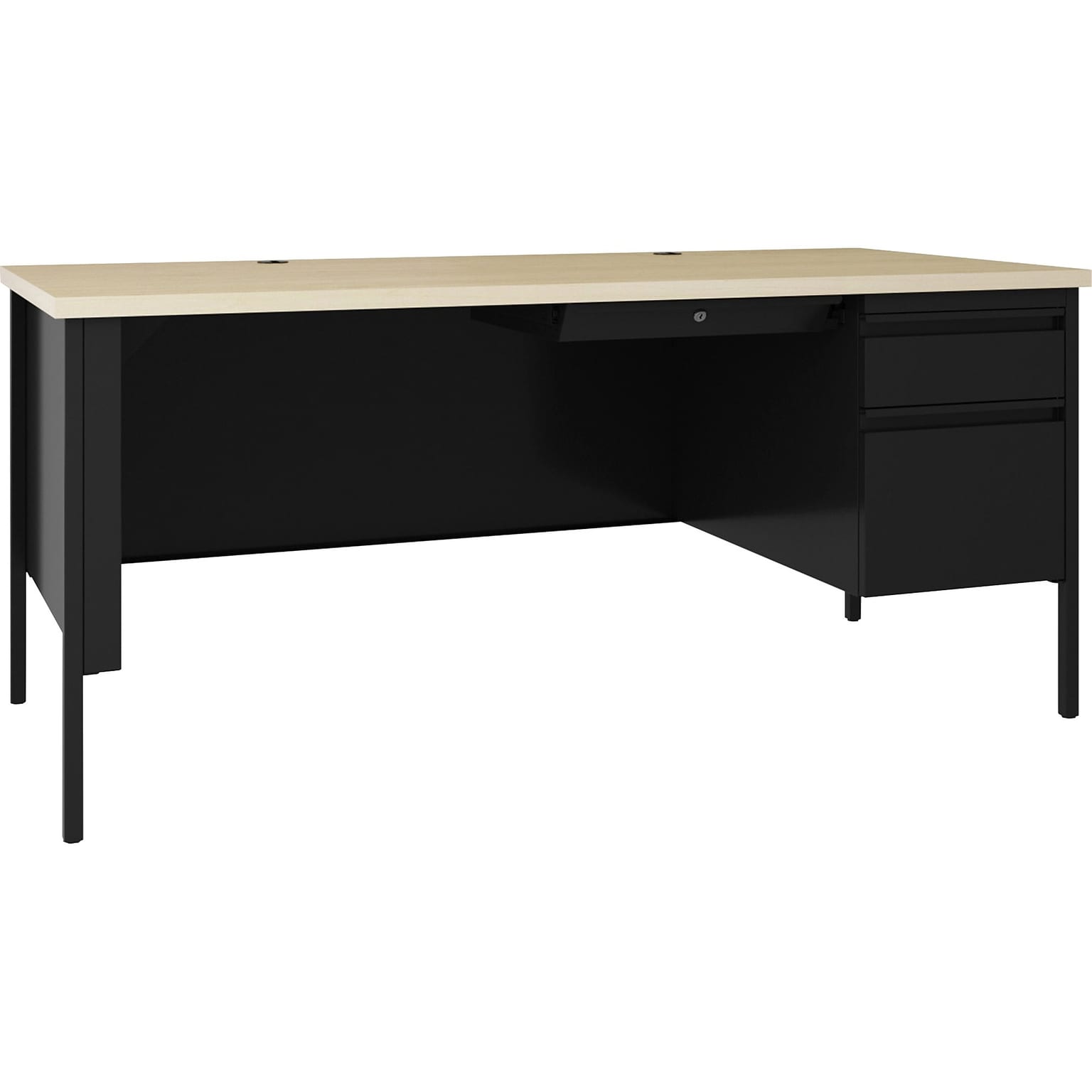 Lorell Fortress Series 66 W Right-Pedestal Desk, Black (LLR66906)