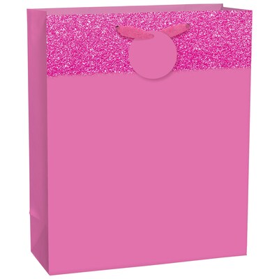 Party City Glitter & Matte Large Gift Bag, Bright Pink (AM170765-103-NS)