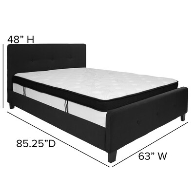 Flash Furniture Tribeca Tufted Upholstered Platform Bed in Black Fabric with Memory Foam Mattress, Queen (HGBMF23)