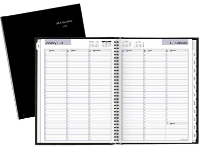 2024 AT-A-GLANCE DayMinder Premiere 8" x 11" Weekly Appointment Book Planner, Black (G520H-00-24)